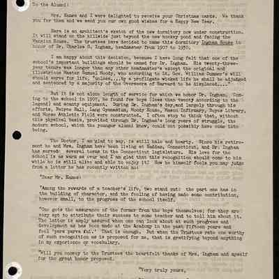 Ted Eames letter to alumni January 1946
