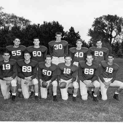 1955 varsity team photo on field