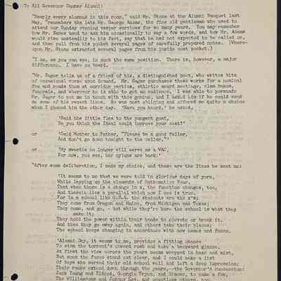 Ted Eames letter to alumni August 1946