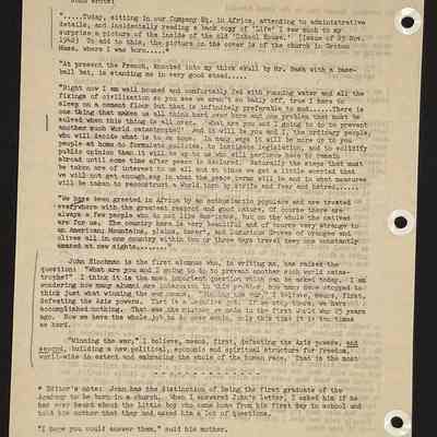 Eames letter to alumni in service February 1943 page 2