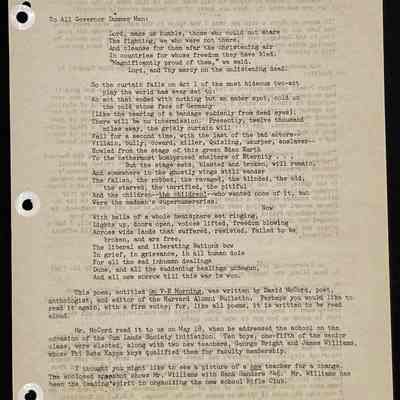 Ted Eames letter to alumni May 1945