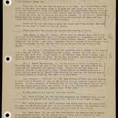 Ted Eames letter to alumni February 1945