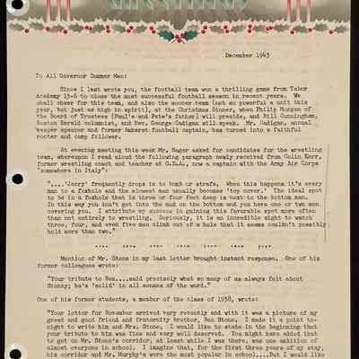 Ted Eames letter to alumni December 1943