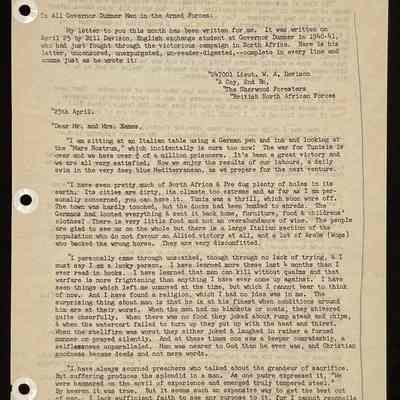 Ted Eames letter to alumni July 1943
