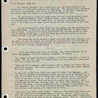 Ted Eames letter to alumni November 1945