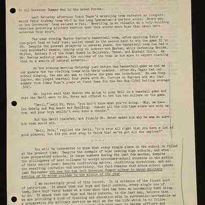 Ted Eames letter to alumni March 1943