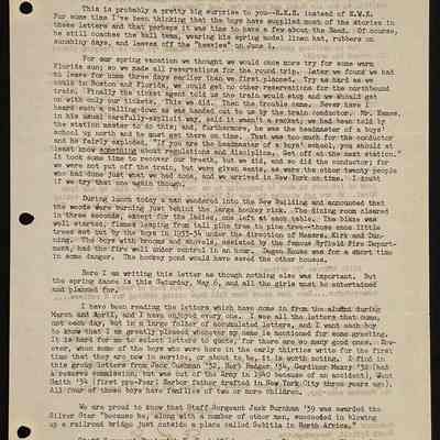 Ted Eames letter to alumni May 1944