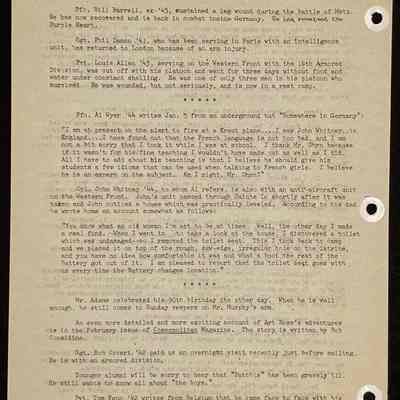 Eames letter to alumni in service February 1945 page 2