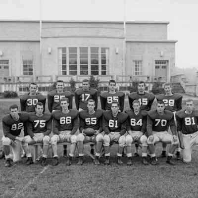 1957 varsity football team photo on field