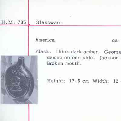 Amber Pressed Glass Flask with Washington Profile