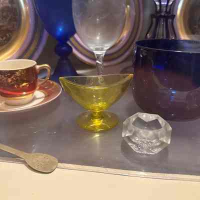 Boat Shaped Uranium Glass Salt Cellar