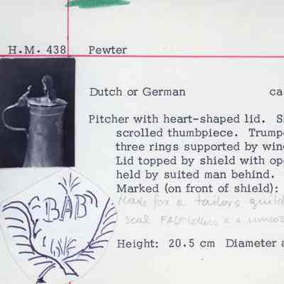 Pewter Flagon with Heart Shaped Lid, 18th c