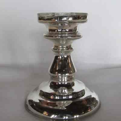 Silver Coated Glass Candlestick, set of 4 shorter style