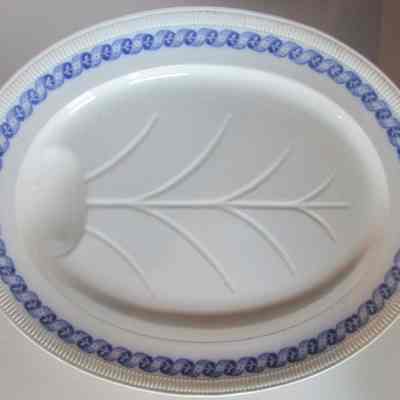 Meat Platter with Blue Border