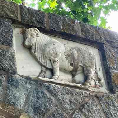 Frascati Bull Relief (above arches near drawbridge)