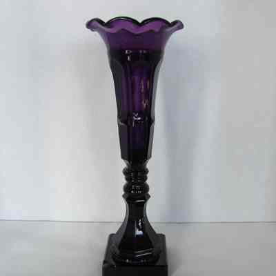 Amethyst Glass Vase with Square Base