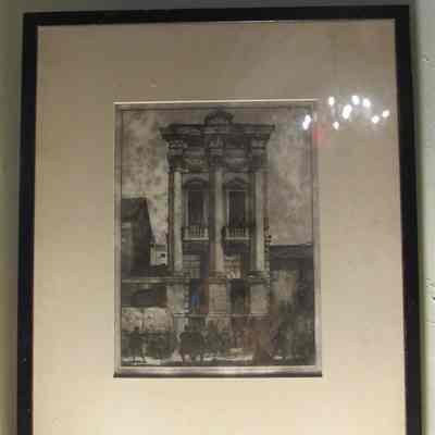 Etching of Old House in Vicenza by F G Hall