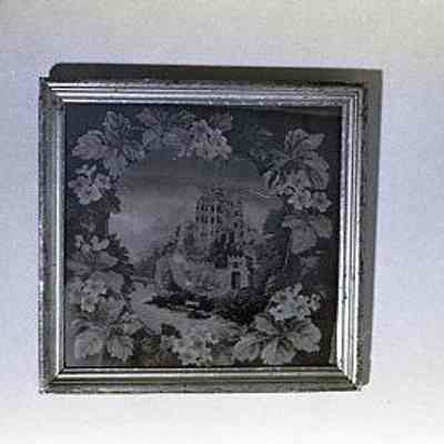 Framed Velvet Picture of Castle with Flowers
