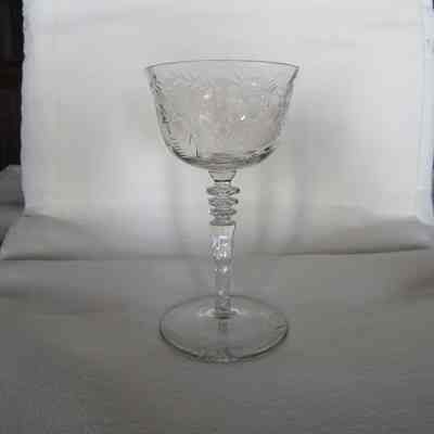 Long Stem Crystal Goblet with Pineapple Motif