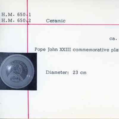 Pope John XXIII Commemorative Plate