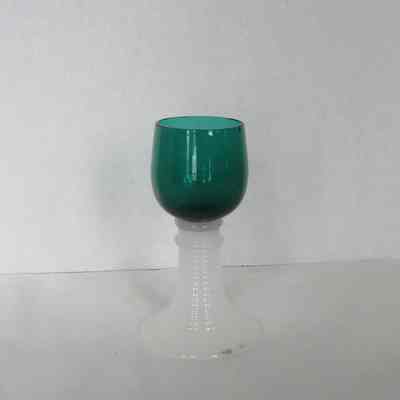 Green Glass Goblets with White Stem