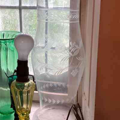 Clear Lantern Glass with Floral Design
