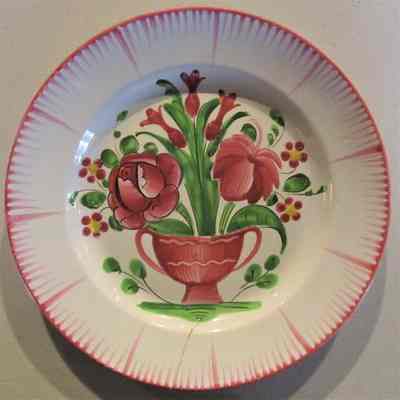 French Luncheon Plate with Handpainted Floral Design