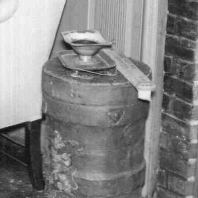 Painted Leather & Wood Barrel-Keg