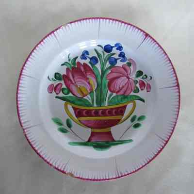 French Luncheon Plate with Handpainted Floral Design