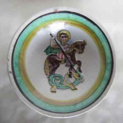 19th/20th c. Italian Earthenware Bowl with St. George & the Dragon