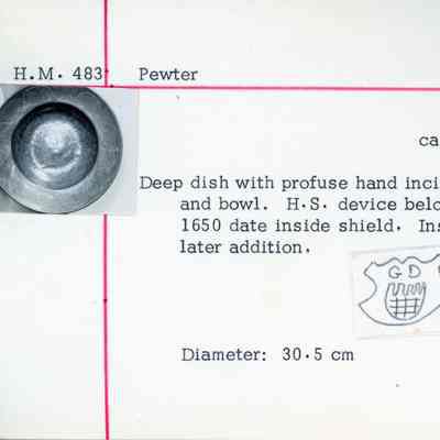 Pewter Wide Rim Dish with Etching