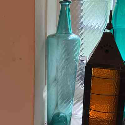 Green Glass Bottle with Tapered Bottom
