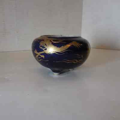 Small Blue and Gold Dragon Bowl