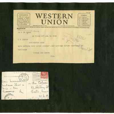 SCRB-18 p(54) Vivian & Louis telegram, C Codman postcard