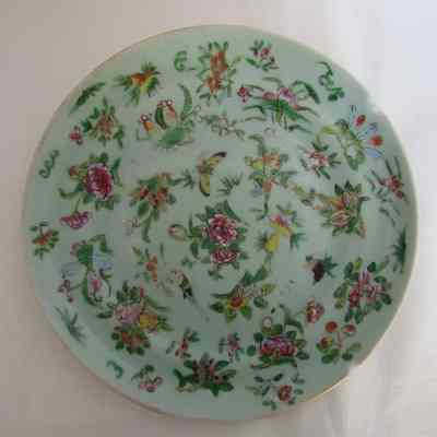 Chinese Celadon Famille Rose Plate