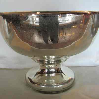 Silver Coated Glass Bowl on Pedestal