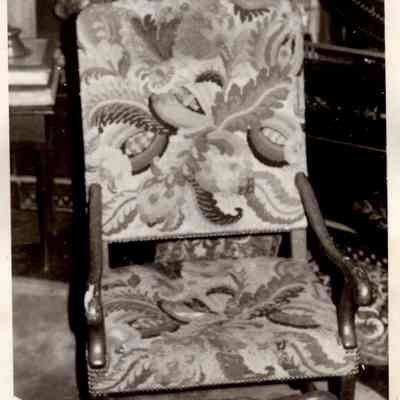 Chair with Floral Needlepoint Back And Seat