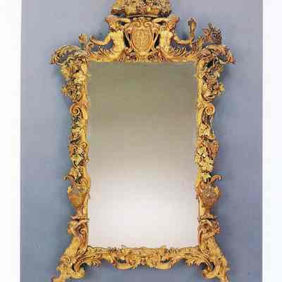 18th c. French Gilt Mirror with Satyrs and Cherubs