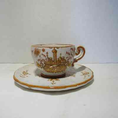 Yellow & Brown Italian Coffee Set - cups & dishes