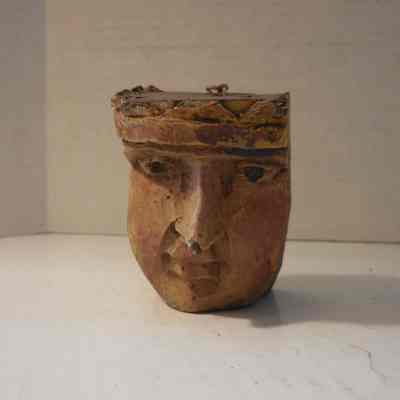 Yellow and Red Wooden Head