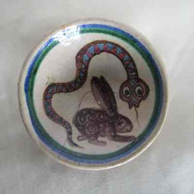 19th/20th c. Italian Earthenware Bowl with Snake & Rabbit