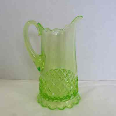 Green Pressed Uranium Glass Pitcher