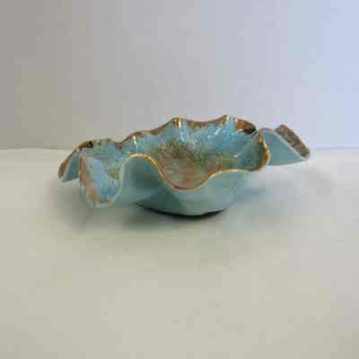 Blue Ceramic Leaf Bowl