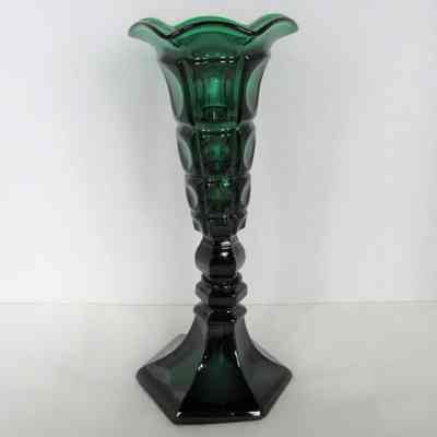 Green Vase with Oval & Geometric Pattern