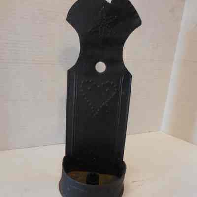 Tall Punched Tin Plate Sconce