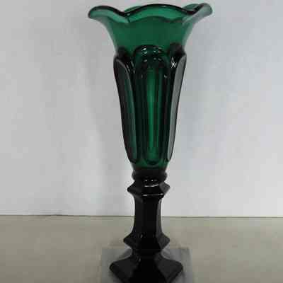 Green Glass Vase on Marble Base