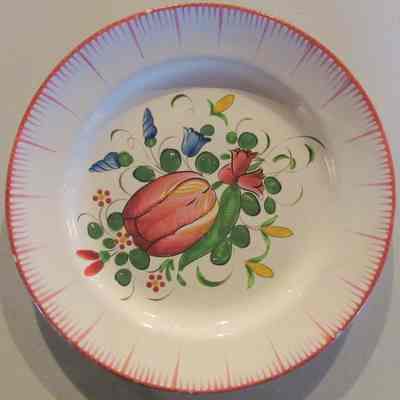 French Luncheon Plate with Handpainted Floral Design