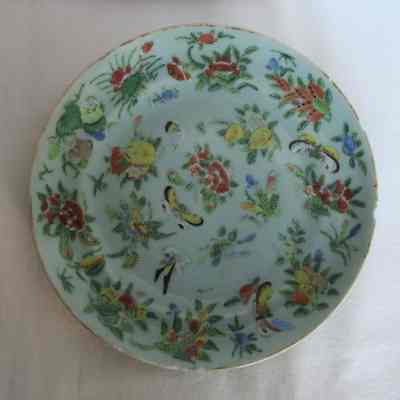 Chinese Celadon Famille Rose Plate