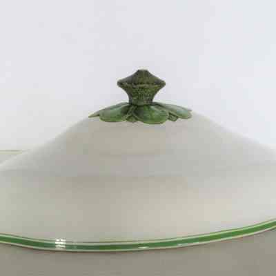 English Wedgwood Platter Lid with Green Knob