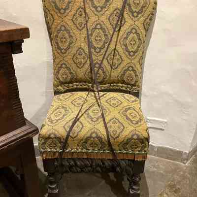 17th French or Flemish Chair with 20th c. Upholstery